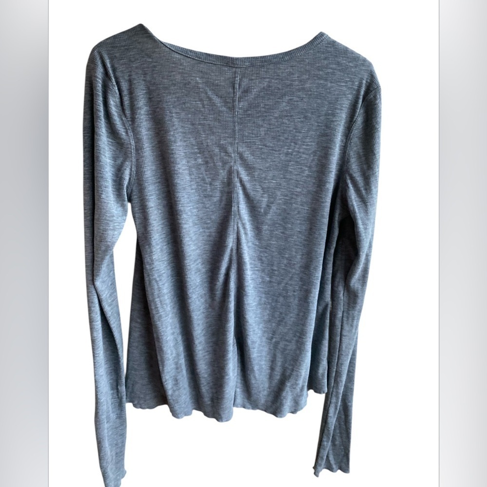 Free People Charcoal V-Neck Long Sleeve Blouse - Picture 2 of 6